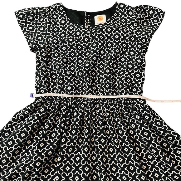 TOTAL GIRL CASUAL SHORT SLEEVE BLACK AND WHITE FLORAL PATTERN DRESS EST SZ 10 - Picture 9 of 11